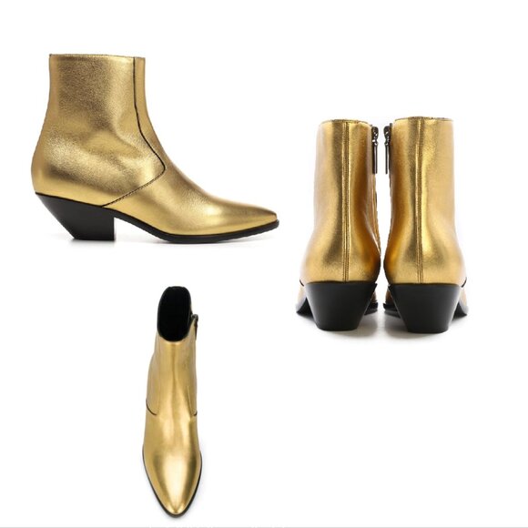 SAINT LAURENT West 45 Metallic Western Ankle Boot - Picture 3 of 16